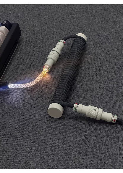Three segment cold and warm light aviation plug, manually customized data cable, wild color matching magnetic shaft mechanical keyboard cable