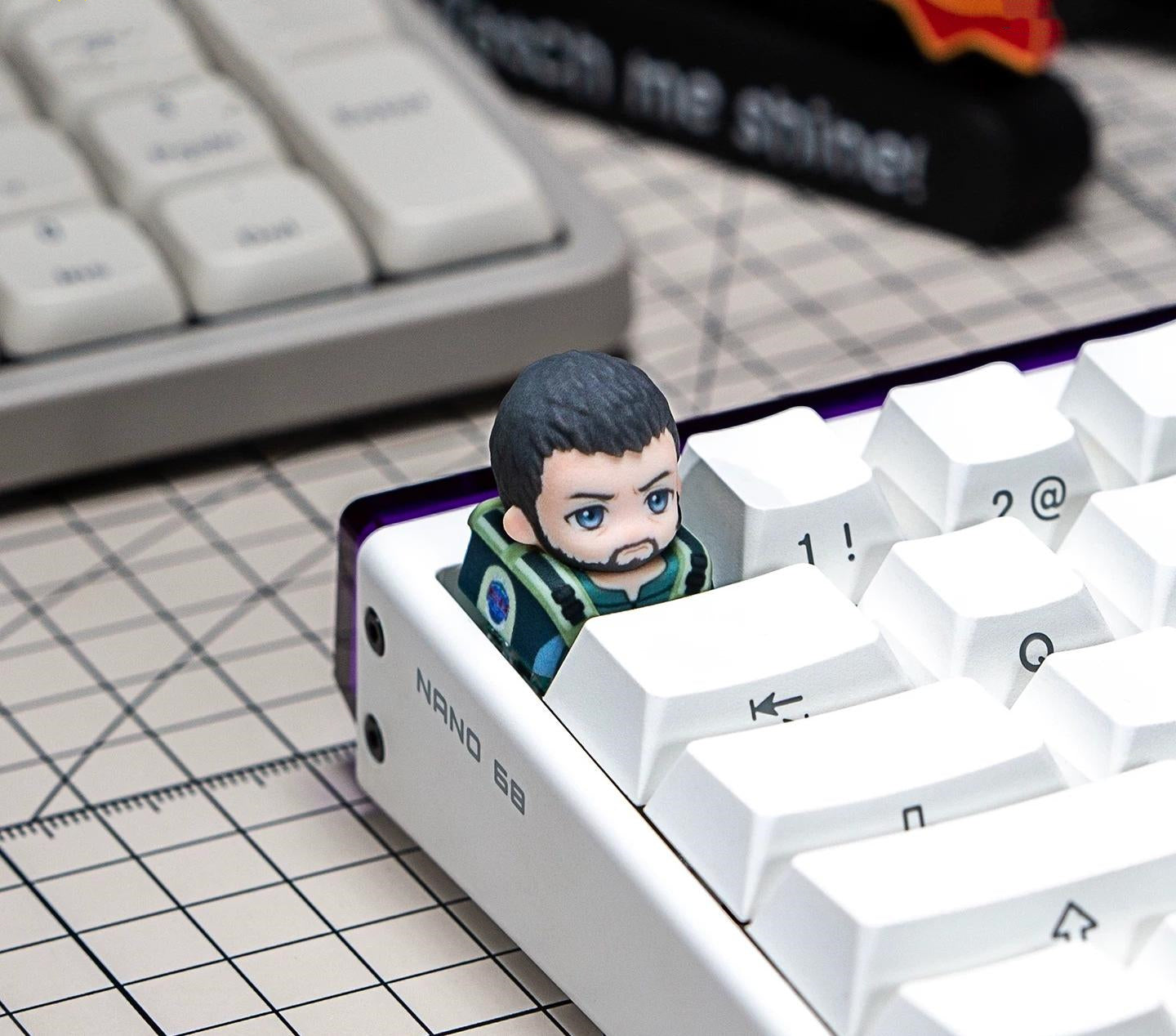Resident Evil series, doujin character half body design multi-color resin personalized keycaps, anime game culture peripheral products keyboard decoration keycaps
