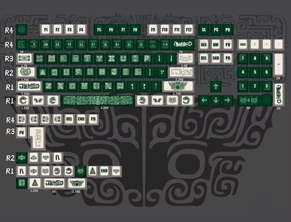 Bronze themed personalized keycap set, bronze auspicious cloud pattern PBT material, green mechanical keyboard decorative keycap set