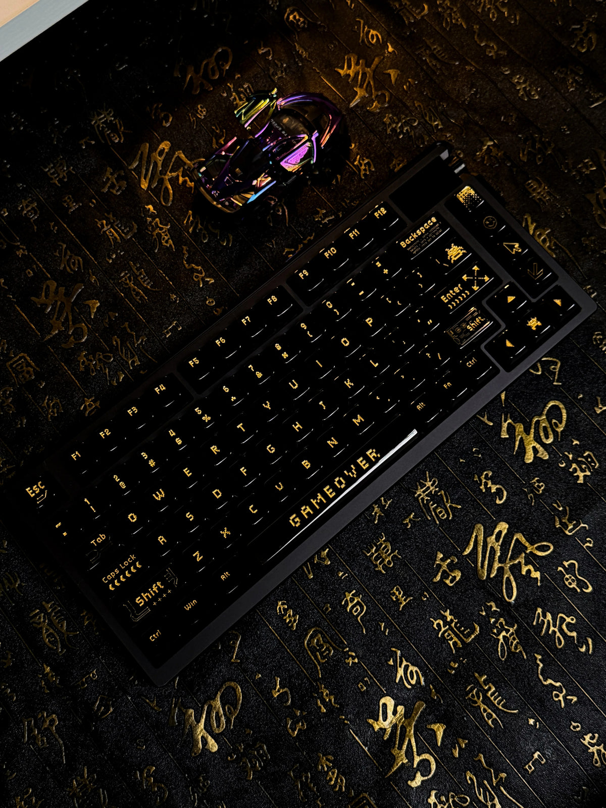 Pixel game theme original design retro arcade game personalized keycap set metal keycap glossy black electroplating, electroplating coating compatible with ROG Extreme ASUS estore/Angry Miao/Razer