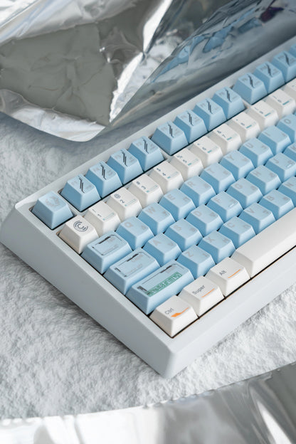 Space Station Theme SpaceStation Mechanical Keyboard Keycaps in Blue and White Color, Original Factory Height PBT Material Decorative Keycap Set