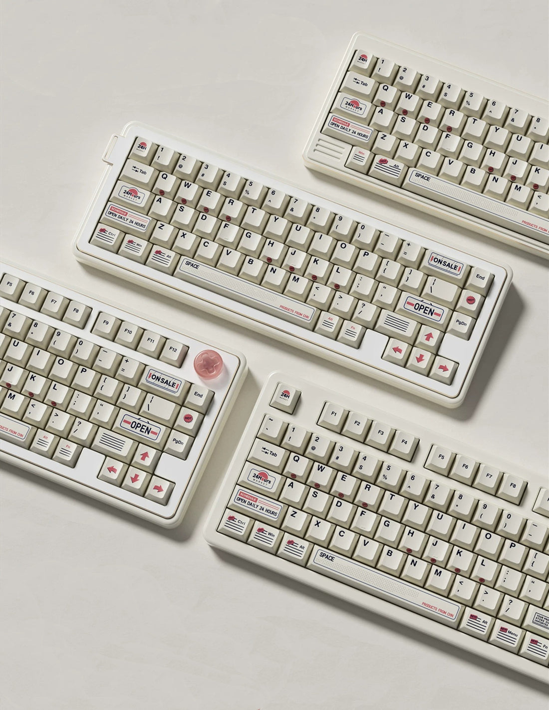 Convenience store themed design, PBT material personalized keycap set, mechanical keyboard replacement decorative keycaps, compatible with 61/64/68/75/84/87/104 key mechanical keyboard