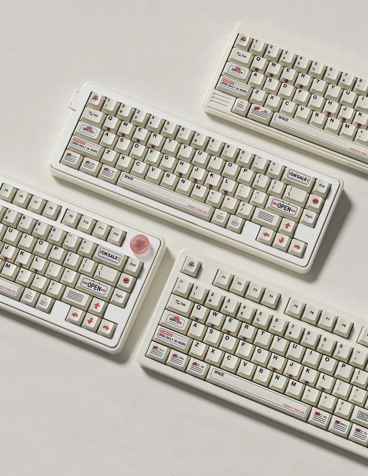 Convenience store themed design, PBT material personalized keycap set, mechanical keyboard replacement decorative keycaps, compatible with 61/64/68/75/84/87/104 key mechanical keyboard