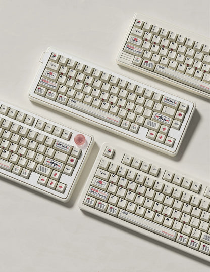 Convenience store themed design, PBT material personalized keycap set, mechanical keyboard replacement decorative keycaps, compatible with 61/64/68/75/84/87/104 key mechanical keyboard