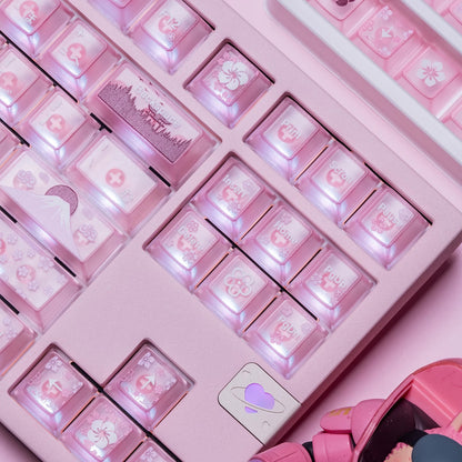 Spring and Jingming Black Theme Theme, Keycap Set PBT/PC Metallic Texture personalized keycap set, , compatible with 61/64/68/75/84/87/104 mechanical keyboard