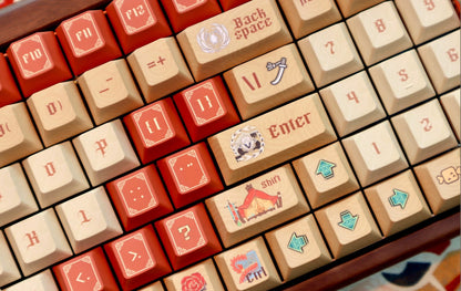Monster Hunter Theme Wilderness Colors, PBT material personalized keycaps, mechanical keyboard replacement keycap set, anime and game cultural and creative keycaps set, Compatible with 61/64/68/75/84/87/104 Key Mechanical Keyboard Keycap Set