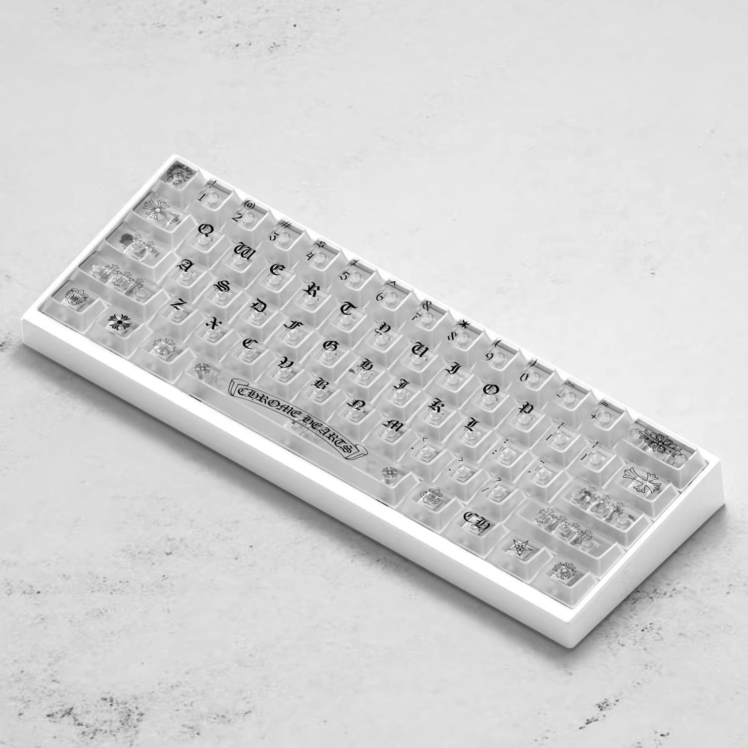 Chrome Hearts Crystal Jelly Keycaps, PC High Transparency Keycaps Transparent Theme Mechanical Keyboard Specific Keycaps, Fashion Trend Personalized Keycap Set