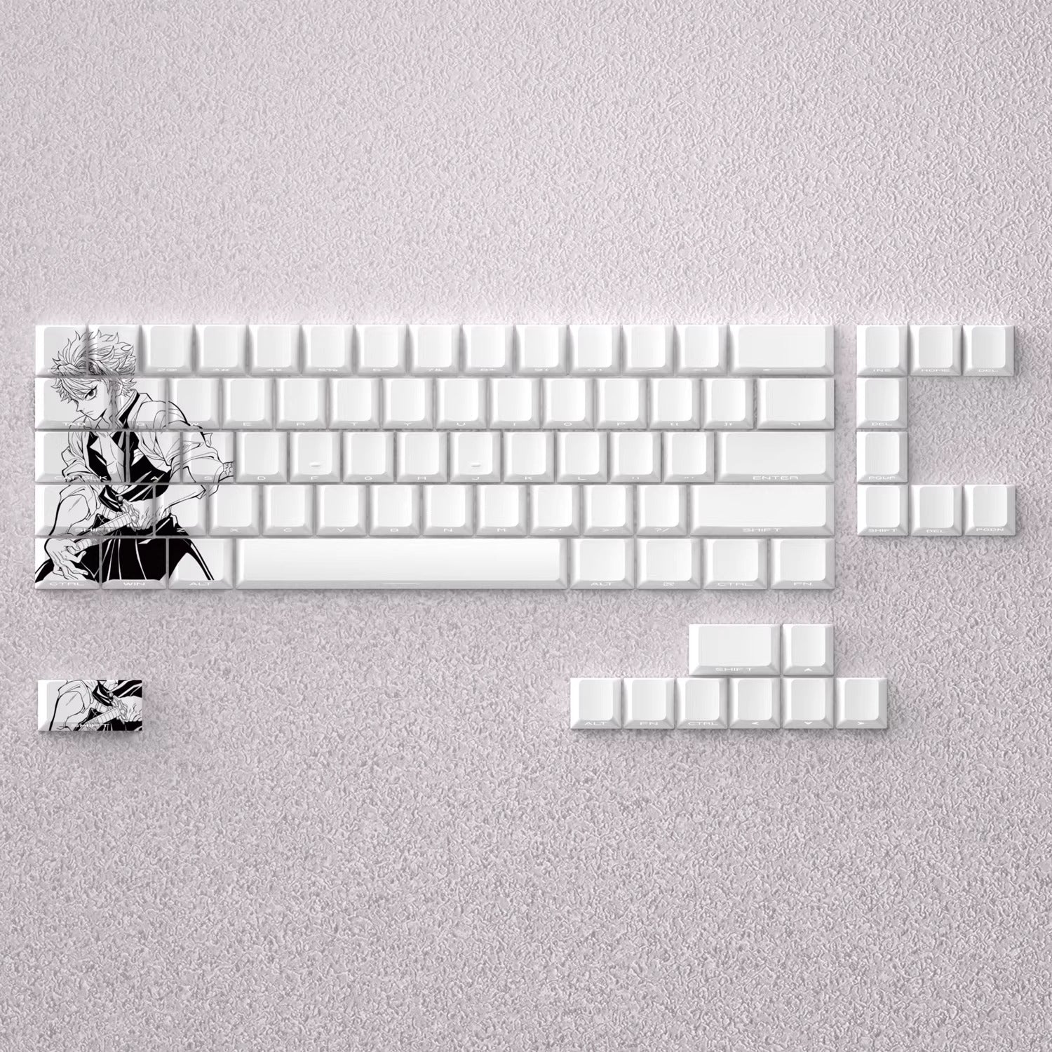 Demon Slayer: Kimetsu no Yaiba series, Shinazugawa Sanemi theme, original high PBT material compatible MX switch mechanical keyboard, anime game theme set keycaps, mechanical keyboard replacement keycap set