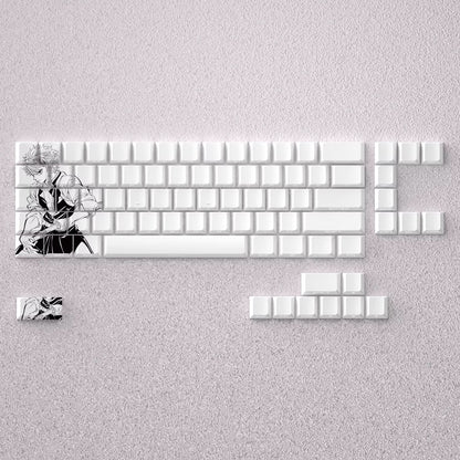 Demon Slayer: Kimetsu no Yaiba series, Shinazugawa Sanemi theme, original high PBT material compatible MX switch mechanical keyboard, anime game theme set keycaps, mechanical keyboard replacement keycap set