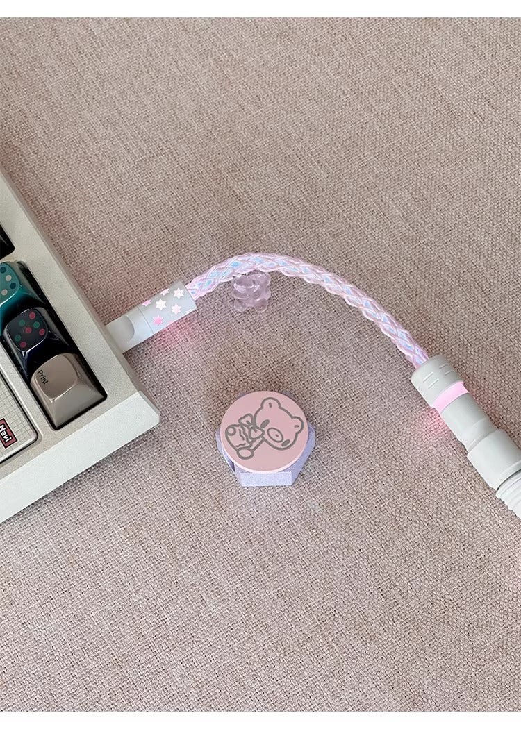 Pink purple single crystal copper, customized manual data cable for aviation plug mechanical keyboard, 8k return rate personalized keyboard cable