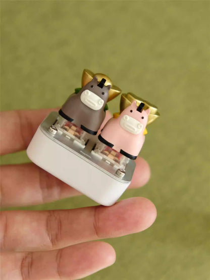 Chinese New Year, Year of the Horse, auspicious symbolism. Small horse shaped painted personalized keycaps, keyboard decorated keycaps