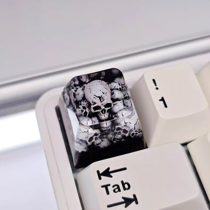 Dark Gothic style, skull crystal resin personalized keycaps, dark 1U resin decorative keycaps