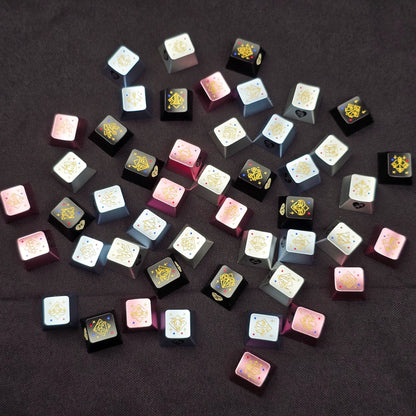 12 Constellation Aluminum Alloy Keycaps with Anodized Enamel Color Craft Metal Personalized Keycaps, Mechanical Keyboard Decorative Keycaps, Constellation Divination Cultural Creative Products.