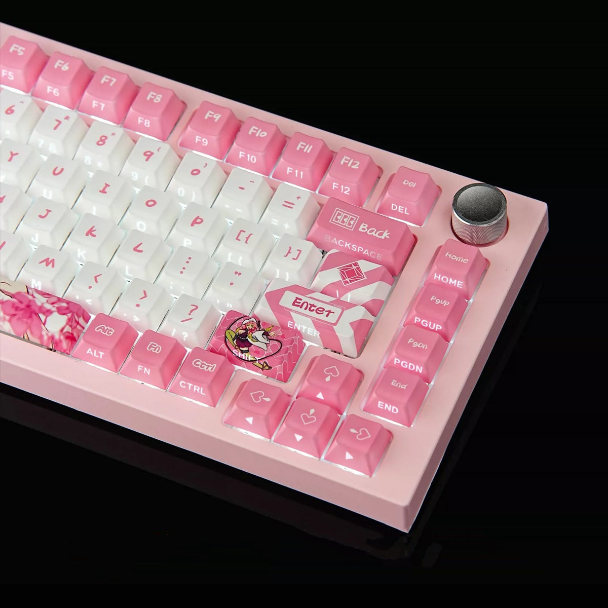 Demon Slayer: Kimetsu No Yaiba, Kanroji Mitsuri Theme PBT material personalized keycaps, mechanical keyboard replacement keycap set, anime and game cultural and creative keycaps set, Compatible with 61/64/68/75/84/87/104 Key Mechanical Keyboard Keycap Set