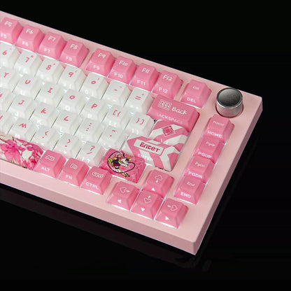Demon Slayer: Kimetsu No Yaiba, Kanroji Mitsuri Theme PBT material personalized keycaps, mechanical keyboard replacement keycap set, anime and game cultural and creative keycaps set, Compatible with 61/64/68/75/84/87/104 Key Mechanical Keyboard Keycap Set