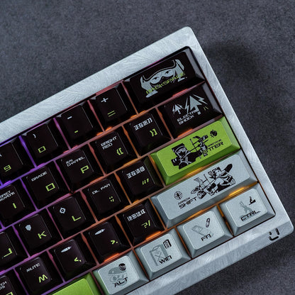 Delta Force themed metallic texture PBT material personalized keycap set, anime and games cultural creative decoration keycap set, compatible with 61/64/68/75/84/87/104 mechanical keyboard