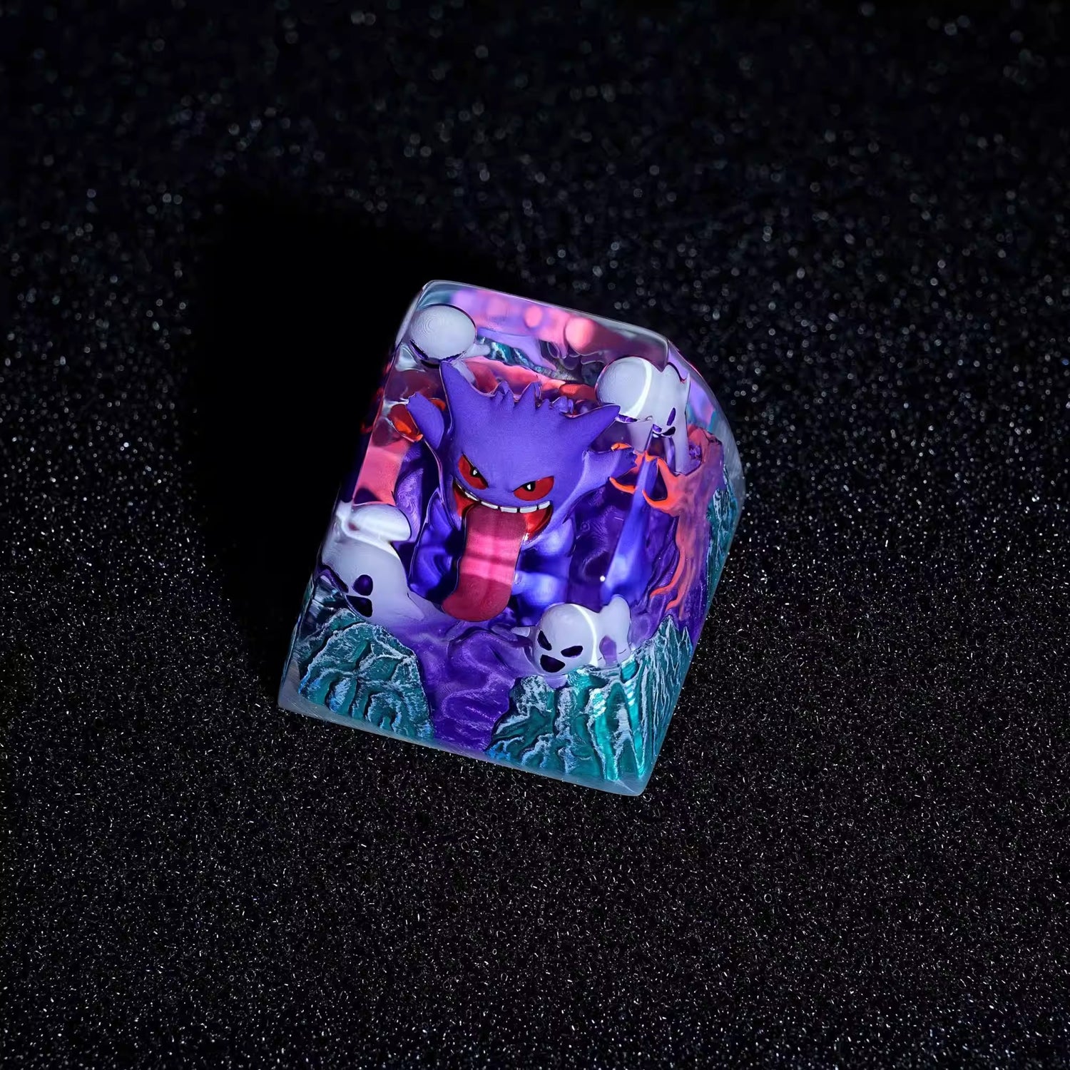 Gengar crystal resin personalized keycaps, anime and game culture creative decorative keycaps, mechanical keyboard creative art keycaps