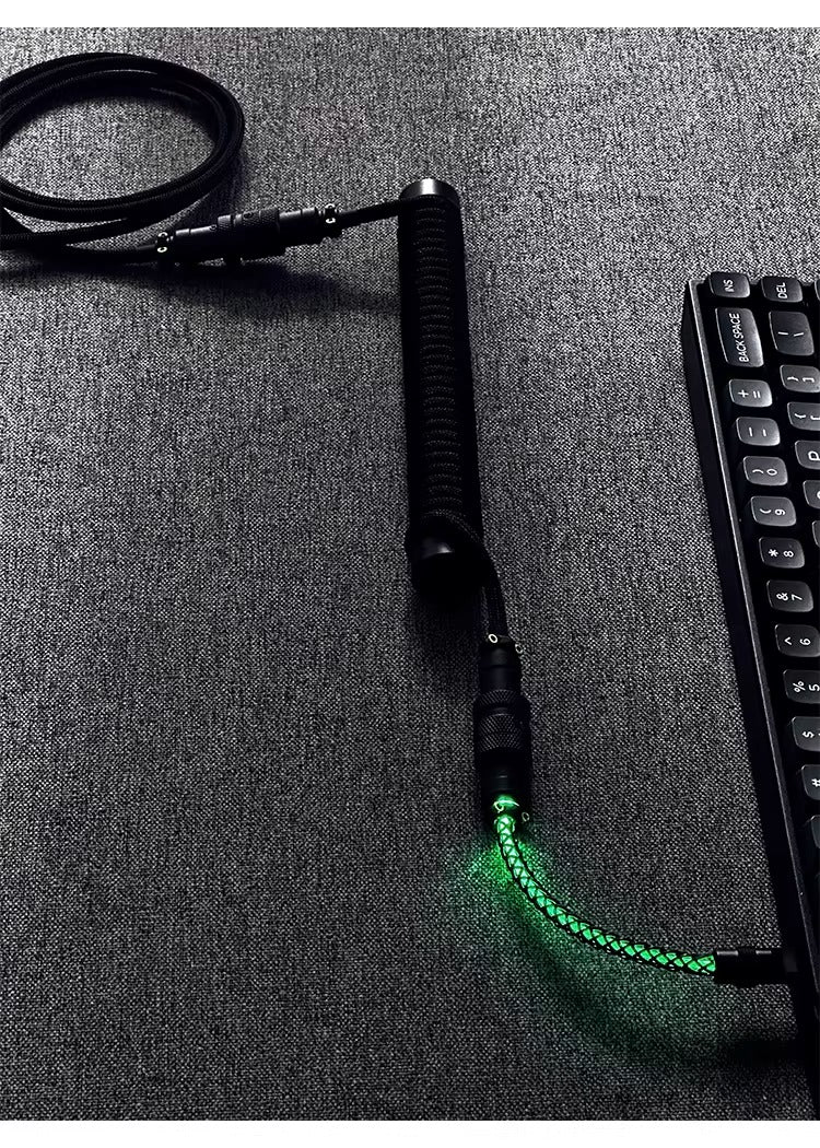 Hand customized three-stage illuminated aviation plug data cable, mechanical keyboard cable supporting magnetic axis keyboard