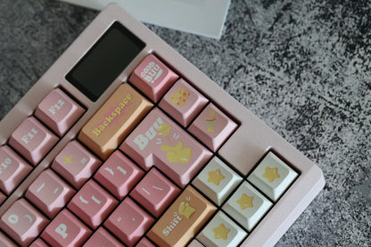Dragon Ball, pink Majin Buu  PBT material creative keycap set, mechanical keyboard decorative keycaps, Anime game creative peripheral, artistic keycaps, Compatible with 61/64/68/75/84/87/104 key mechanical keyboard keycap set
