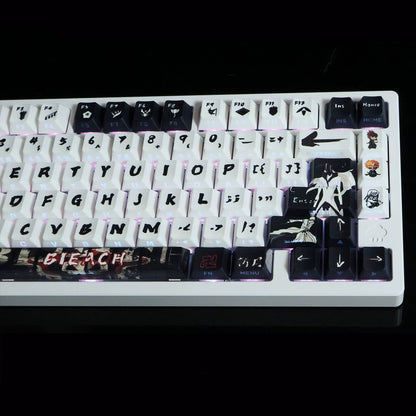 BLEACH，‌Hollow theme, PBT material personalized keycaps, mechanical keyboard replacement keycap set, anime and game cultural and creative keycaps set, Compatible with 61/64/68/75/84/87/104 Key Mechanical Keyboard Keycap Set