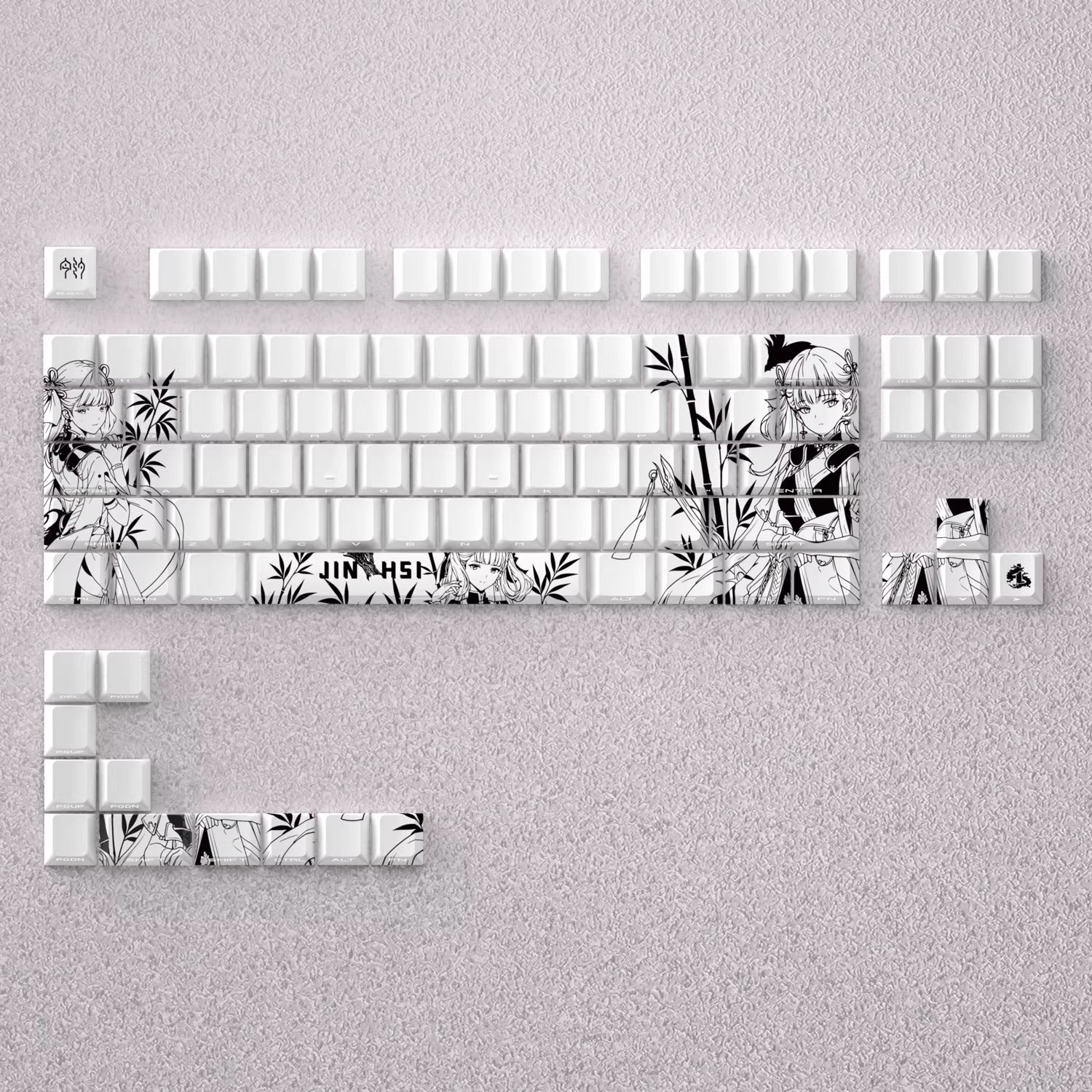 Wuthering Waves series, Jinhsi theme, original high PBT material compatible MX switch mechanical keyboard, anime game theme set keycaps, mechanical keyboard replacement keycap set
