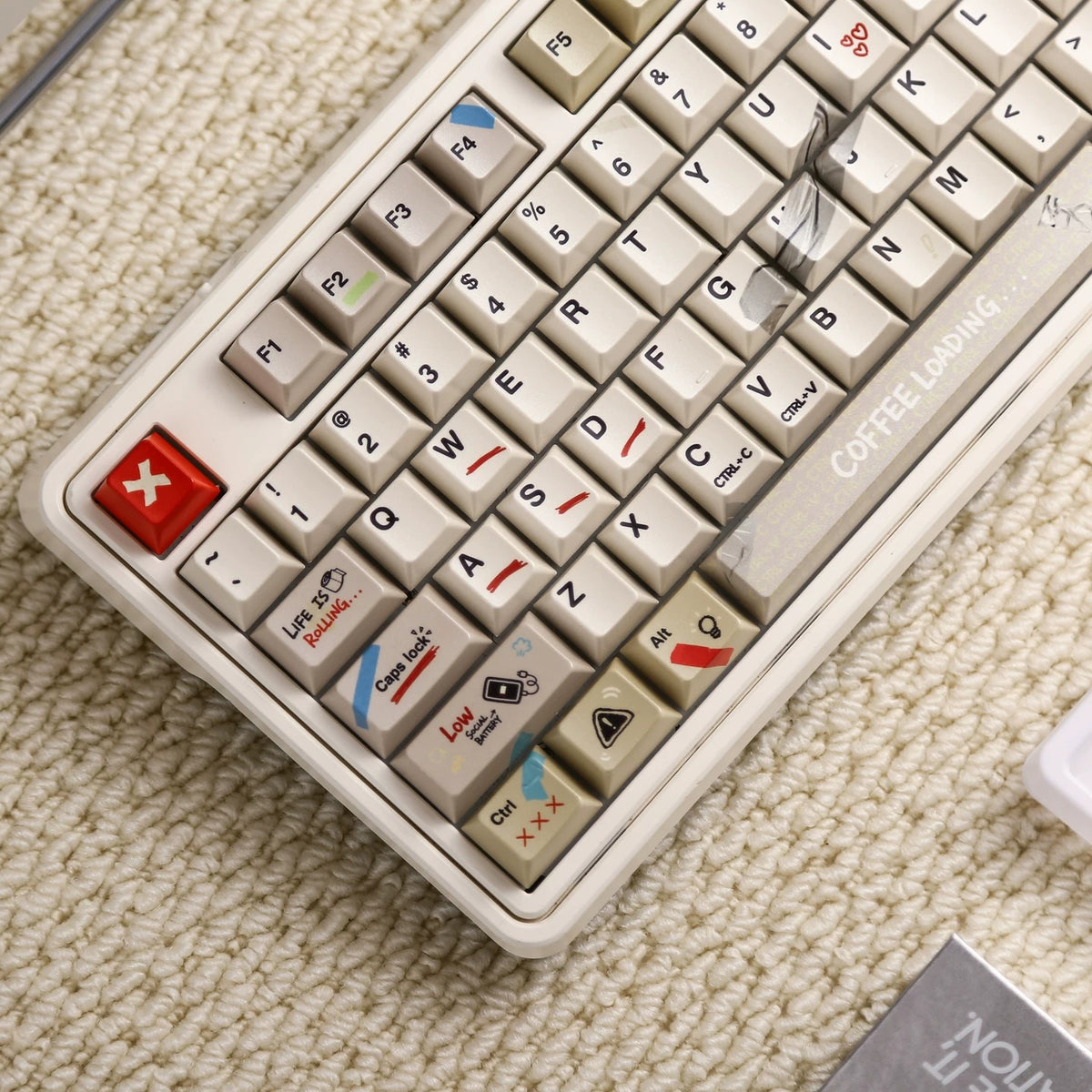 IMFKTIRED, Office keycap set, retro color scheme, PBT material Mechanical Keyboard Replacement Keycap Set, suitable for 61/64/68/75/84/87/104 Key Mechanical Keyboard