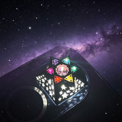 Hexagonal star, multi-color gemstone inlay, 925 sterling silver personalized keycap, hollowed out design mechanical keyboard metal decorative keycap