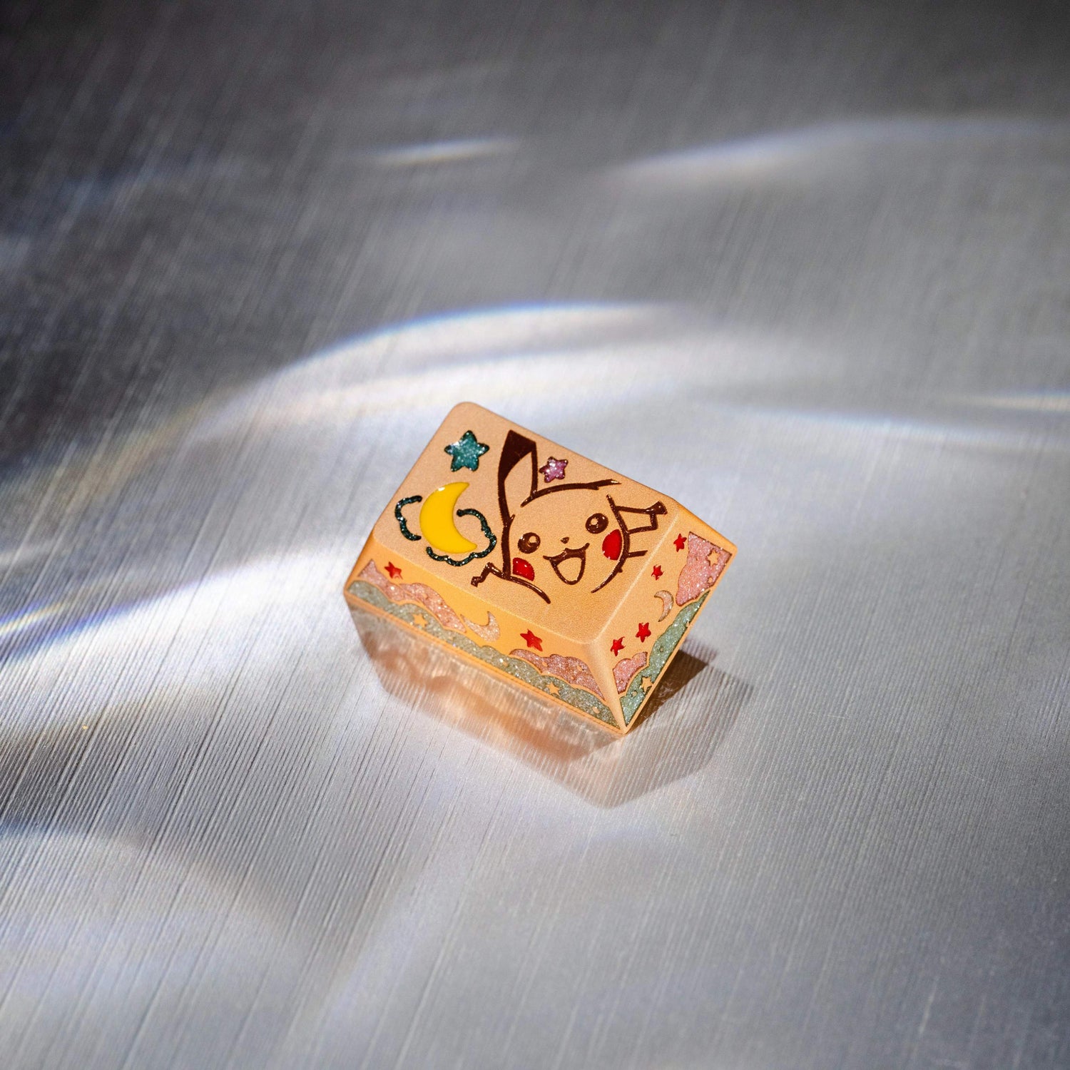 Pok é mon series, Pikachu themed design, keycaps made of aluminum alloy material CNC integrated precision machining personalized keycaps, mechanical keyboard decorative keycaps