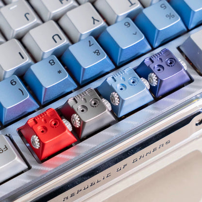 Metal skeleton, 3D gear skeleton, aluminum alloy CNC metal anode personalized keycap, mechanical keyboard decorative art keycap
