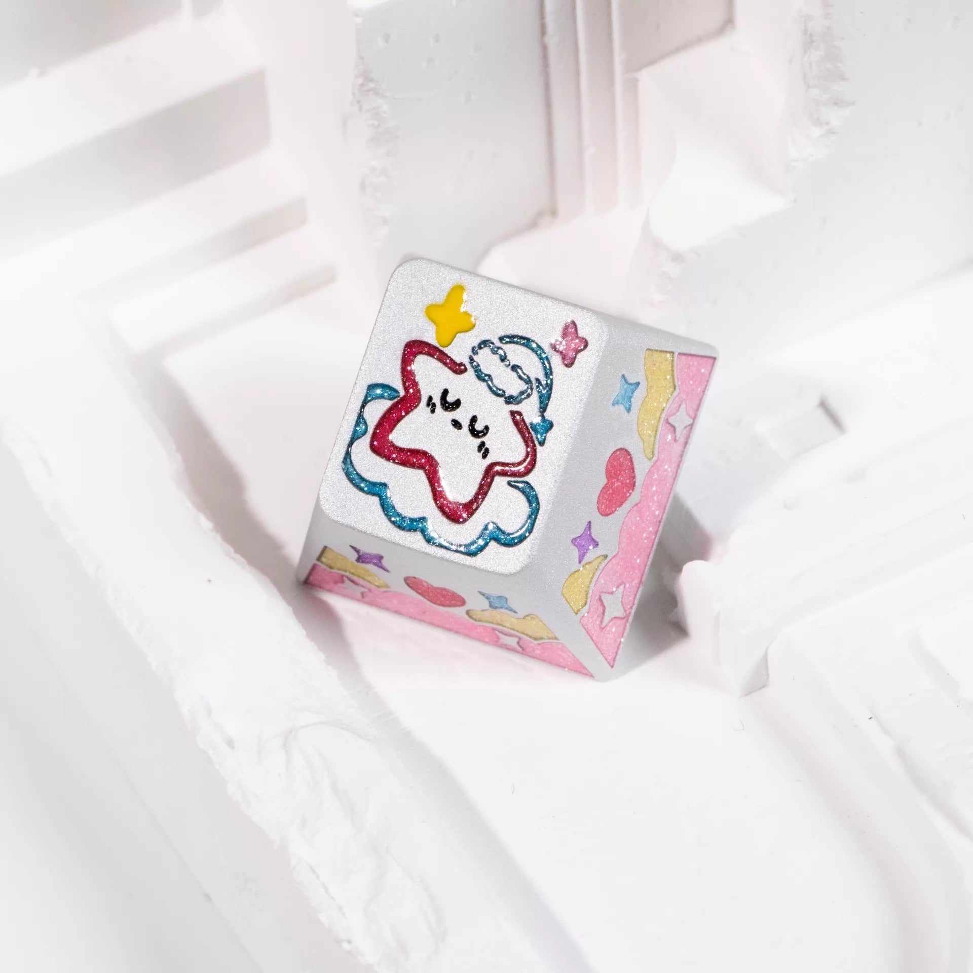 Cute weather theme, keycaps made of aluminum alloy material CNC integrated precision machining personalized keycaps, mechanical keyboard decorative keycaps