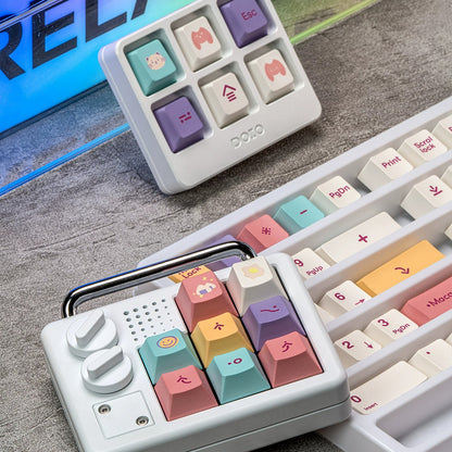 Macaron Color Theme PBT material personalized keycap set, anime and games cultural creative decoration keycap set, compatible with 61/64/68/75/84/87/104 mechanical keyboard