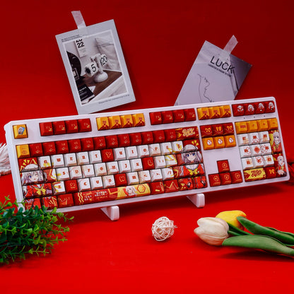 Charlotte‌  theme,Tomori Nao， PBT material personalized keycap set, anime keycap culture peripheral mechanical keyboard decoration keycaps， Compatible with 61/64/68/75/84/87/104 key mechanical keyboard keycap set