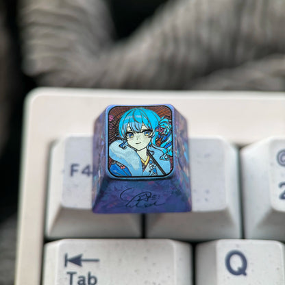 Hoshimachi Suisei, 1U titanium alloy personalized keycap, anime, gaming, cultural and creative mechanical keyboard decoration keycap