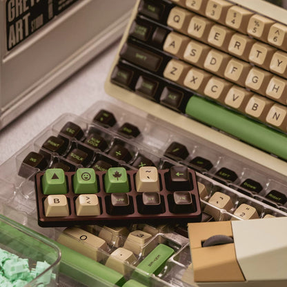 Star Wars, Yoda themed color scheme, ABS two-color injection molding material personalized keycaps, mechanical keyboard replacement keycap set, Daily creative keycap matching, compatible with 61/64/68/75/84/87/104 Key Mechanical Keyboard Keycap Set