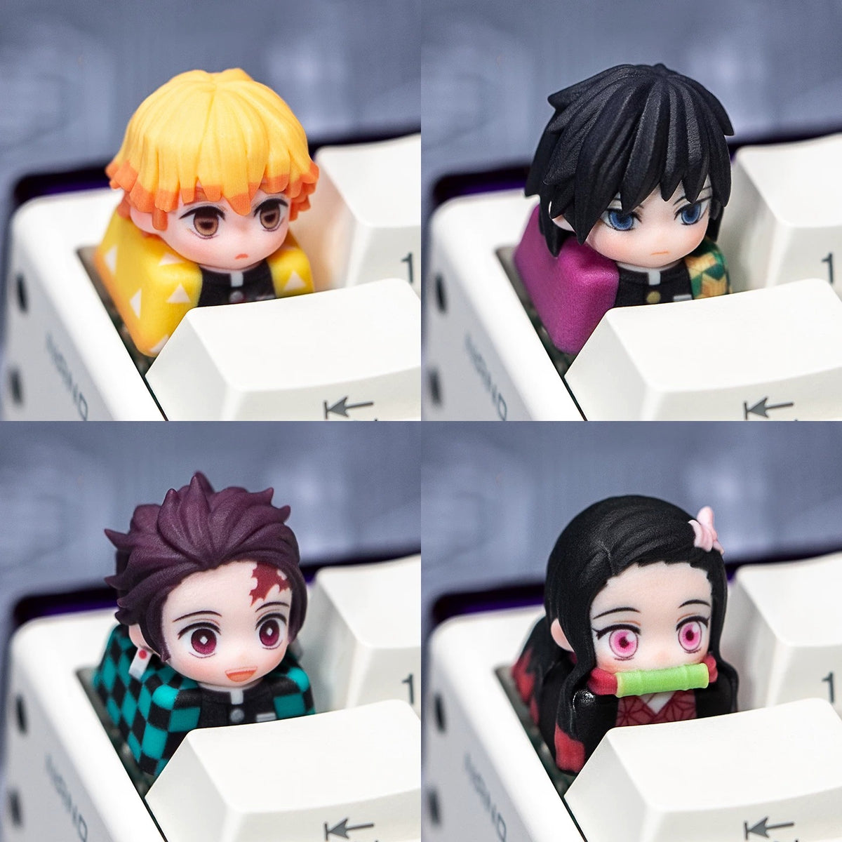 Demon Slayer theme secondary design, 3 D printing, not corroded or faded, three-dimensional modeling, anime, gaming, cultural creativity, personalized keycaps, mechanical keyboard decoration keycaps