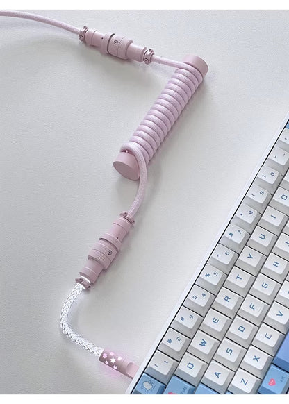 Three segment illuminated aviation plug cable customized keyboard cable 8k customized keyboard data cable