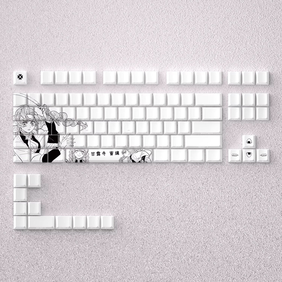 Demon Slayer: Kimetsu no Yaiba series, Kanroji Mitsuri theme, original high PBT material compatible MX switch mechanical keyboard, anime game theme set keycaps, mechanical keyboard replacement keycap set