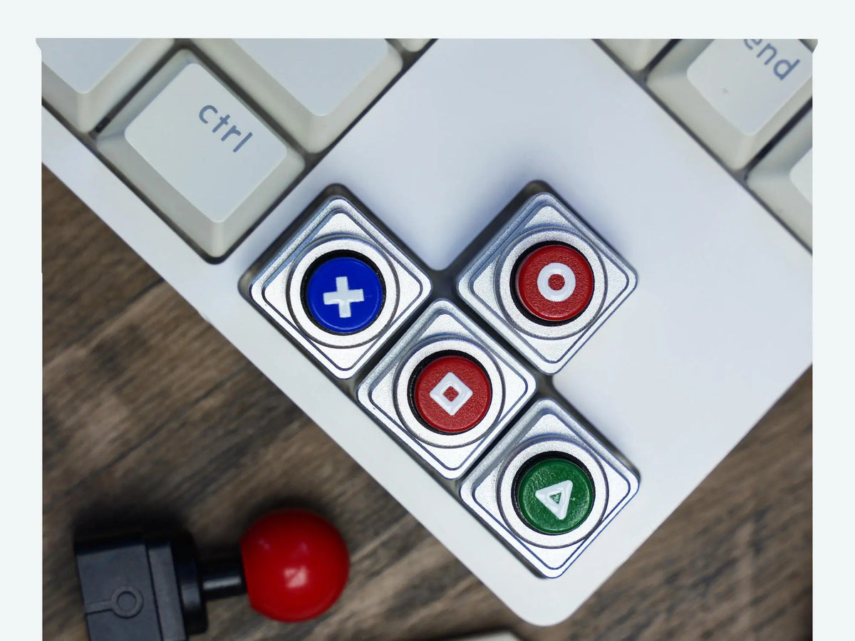 Arcade game shaped keycap set, lucky joystick+double happiness button, personalized metal keycaps, mechanical keyboard game cultural and creative peripheral, decorative keycaps