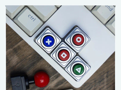 Arcade game shaped keycap set, lucky joystick+double happiness button, personalized metal keycaps, mechanical keyboard game cultural and creative peripheral, decorative keycaps