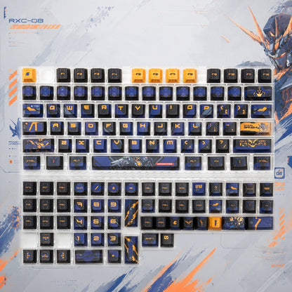Gundam Theme Series Design Creative Set Keycaps, Light and Shadow Transparent, Folding Transparent Effect personalized keycap set, mechanical keyboard fashionable trend keycap compatible with 61/64/68/75/84/87/104 key mechanical keyboard