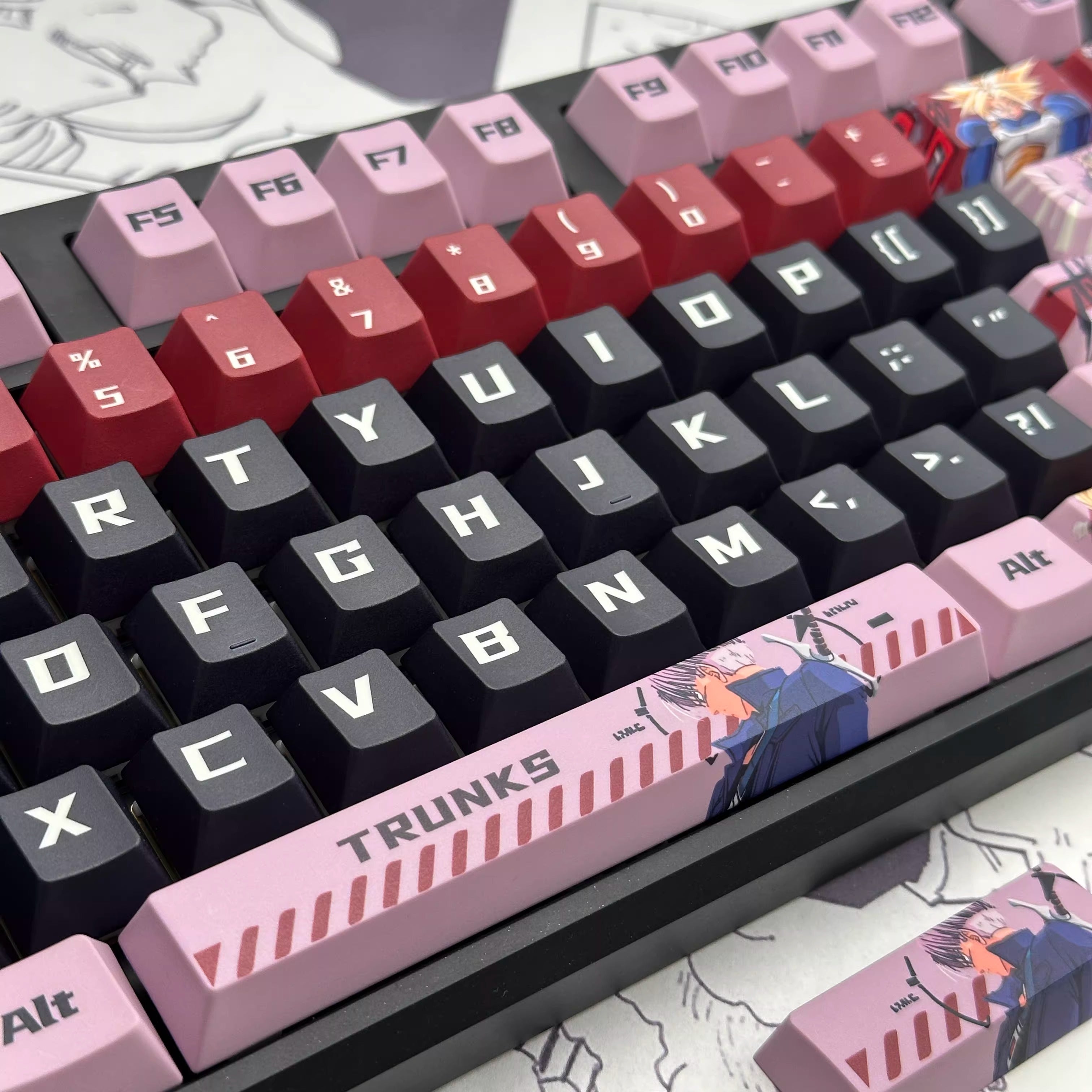 Dragon Ball, Torankusu themed personalized keycap set, Saiyan decorative keycaps, PBT material suitable for 61/64/68/75/84/87/104 key mechanical keyboards