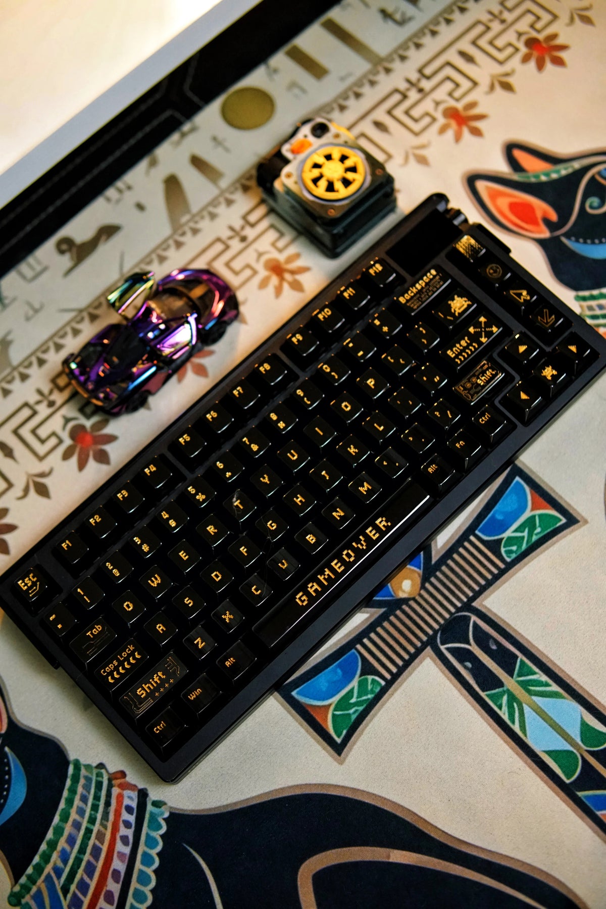 Pixel game theme original design retro arcade game personalized keycap set metal keycap glossy black electroplating, electroplating coating compatible with ROG Extreme ASUS estore/Angry Miao/Razer