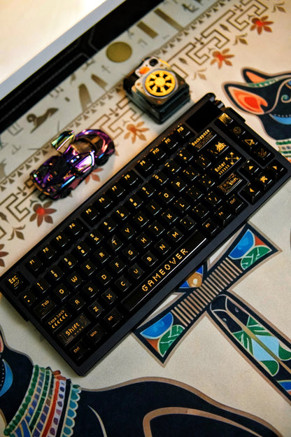 Pixel game theme original design retro arcade game personalized keycap set metal keycap glossy black electroplating, electroplating coating compatible with ROG Extreme ASUS estore/Angry Miao/Razer