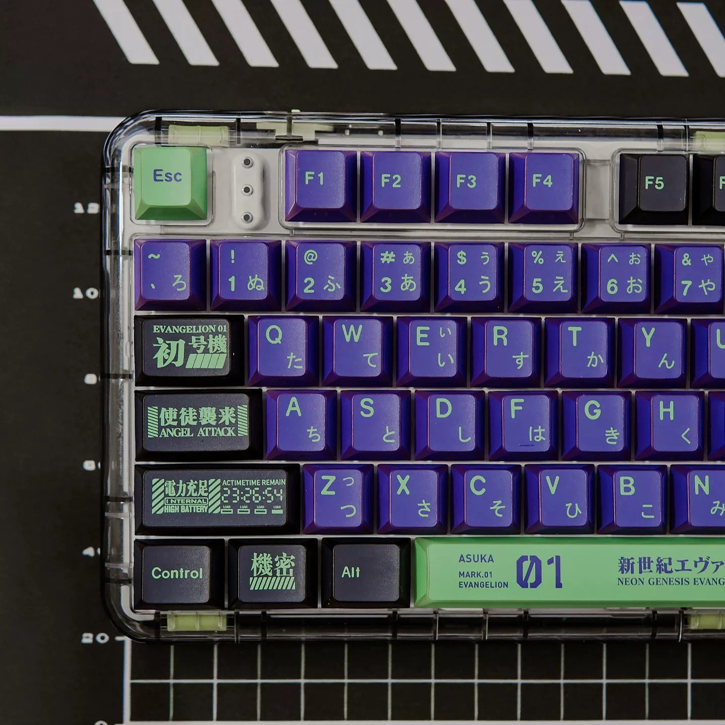 EVA series, EVANGELION-01 theme, folded translucent personalized keycap theme series, PBT material anime game theme creative keycap set