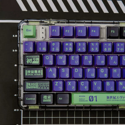 EVA series, EVANGELION-01 theme, folded translucent personalized keycap theme series, PBT material anime game theme creative keycap set