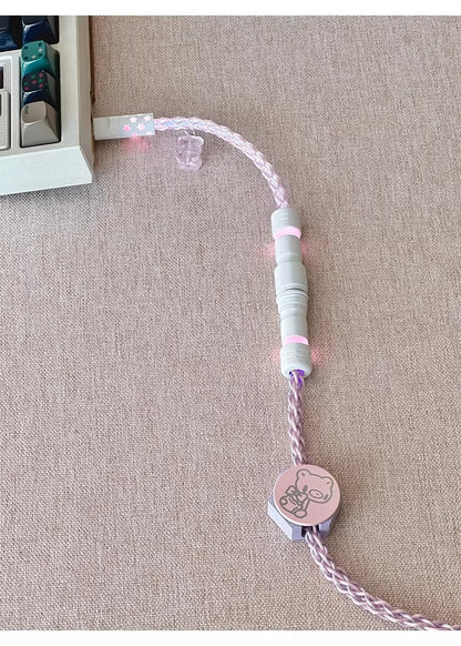 Pink purple single crystal copper, customized manual data cable for aviation plug mechanical keyboard, 8k return rate personalized keyboard cable