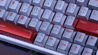 Vintage cross made of metal material, metal set retro medieval Gothic style creative keycap，Love type area/21 pieces/ a set mechanical keyboard, creative computer desktop matching keycaps, Mechanical keyboard decorative keycaps