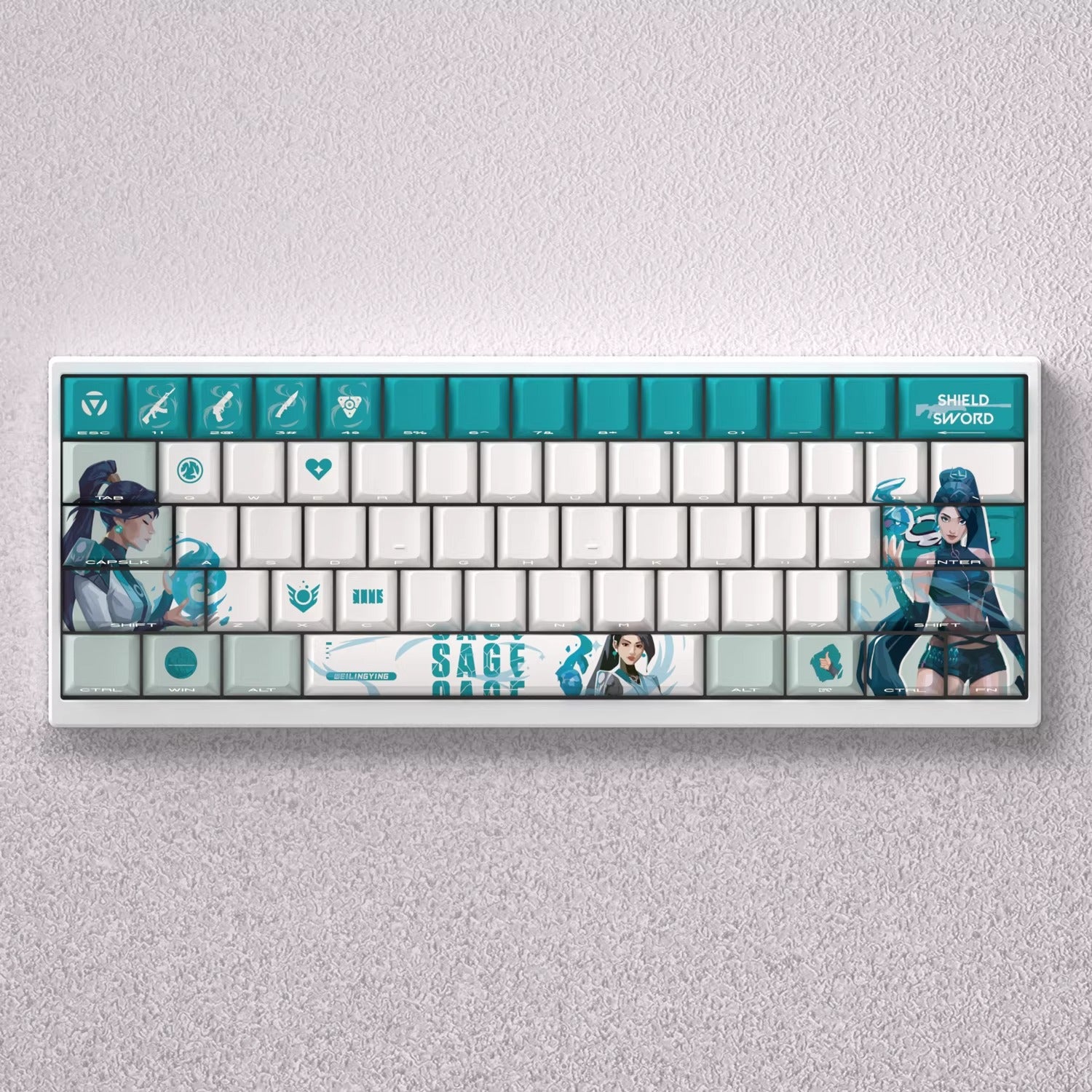 VALORANT series, Sage theme, original high PBT material compatible MX switch mechanical keyboard, anime game theme set keycaps, mechanical keyboard replacement keycap set