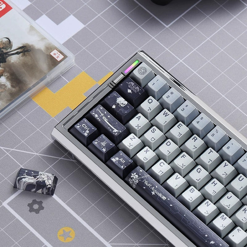 NieR: Automata theme design, custom set personalized keycap series, PBT material, factory height, compatible with 61/64/68/75/84/87/104 mechanical keyboard keycap set