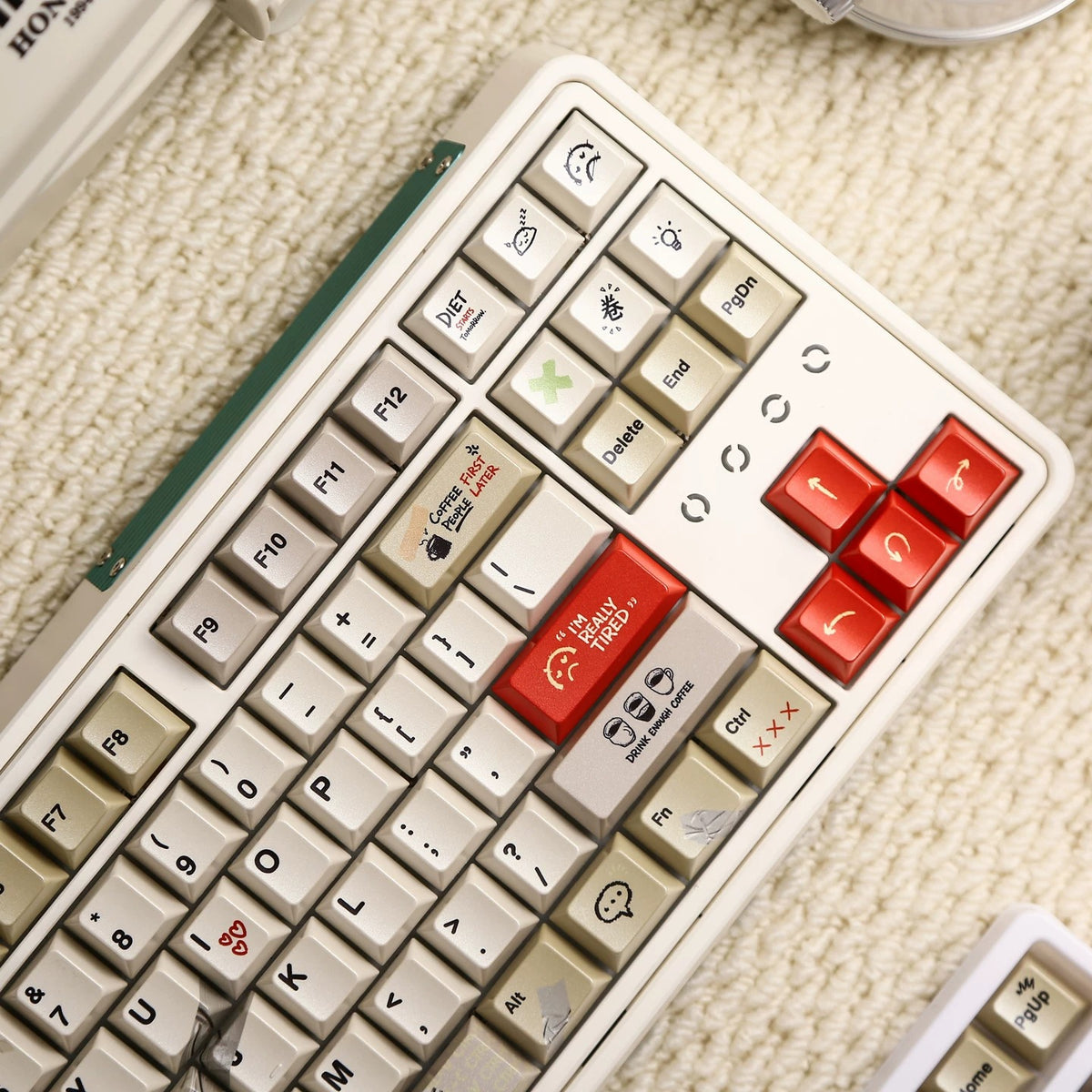 IMFKTIRED, Office keycap set, retro color scheme, PBT material Mechanical Keyboard Replacement Keycap Set, suitable for 61/64/68/75/84/87/104 Key Mechanical Keyboard